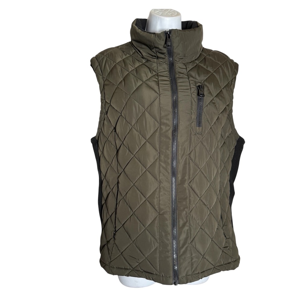 Andrew Marc XXL‎ Vest Quilted Olive Green Full Zip Sleeveless Puffer Women
